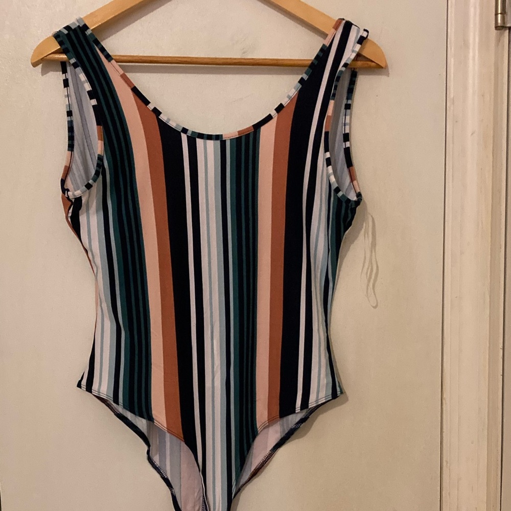 Striped multicolor bodysuit top